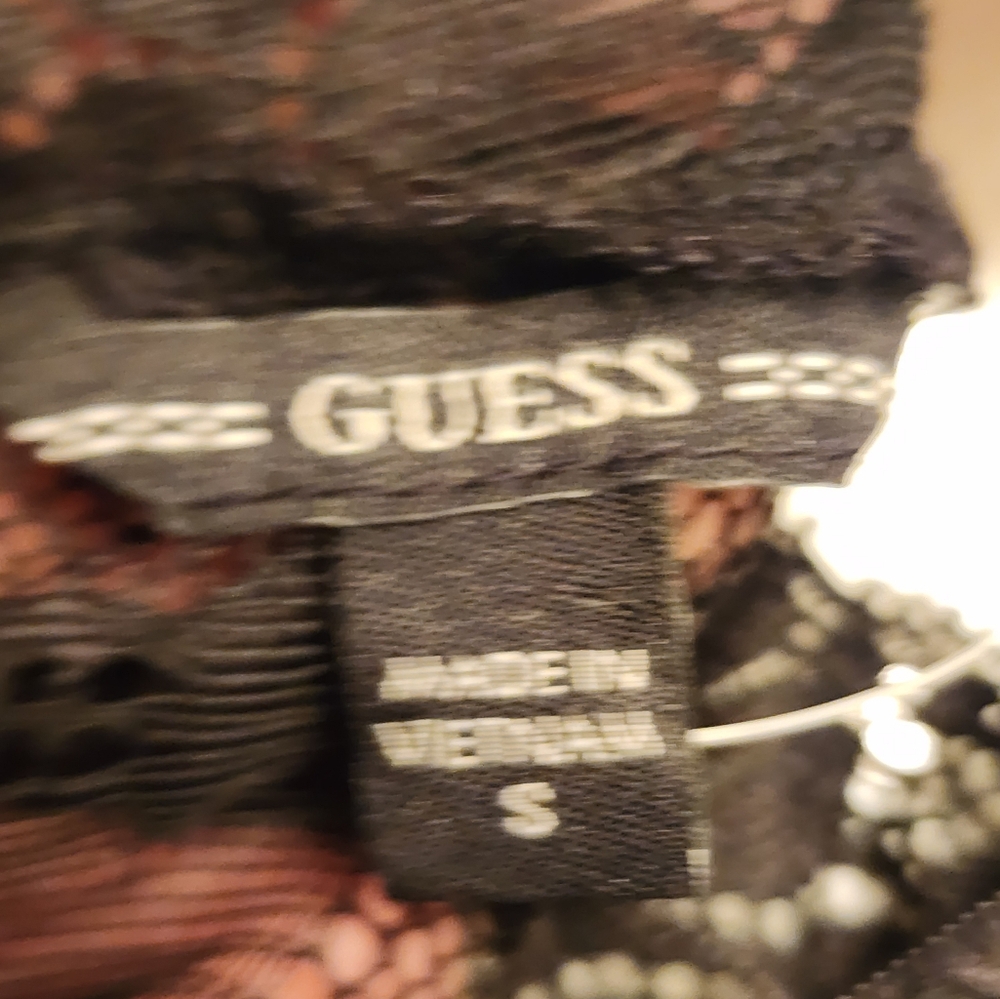 GUESS Women's Black Lace Mock Neck Short Sleeve Blouse Size Small - Picture 8 of 10